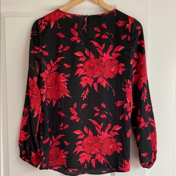 Talbots Relaxed Graphic Blouse Red Black - Picture 6 of 8
